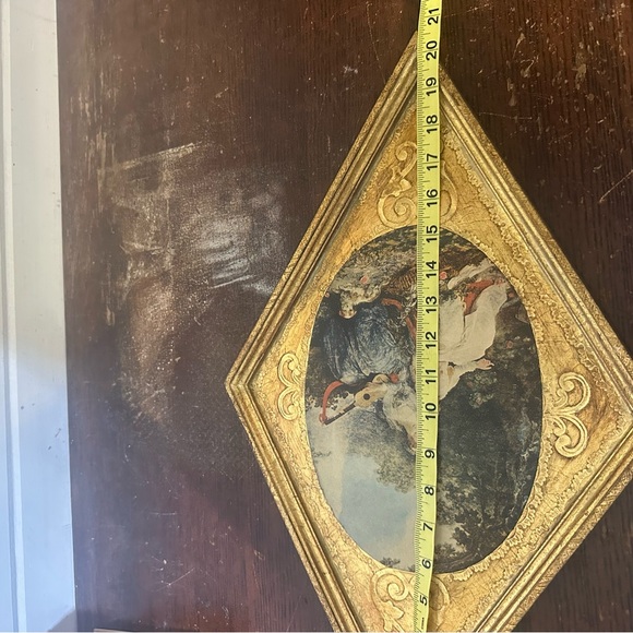 Vintage Florentine Gold Gilded Wood Diamond Wall Plaque | Music Lesson | Italy - Picture 11 of 11